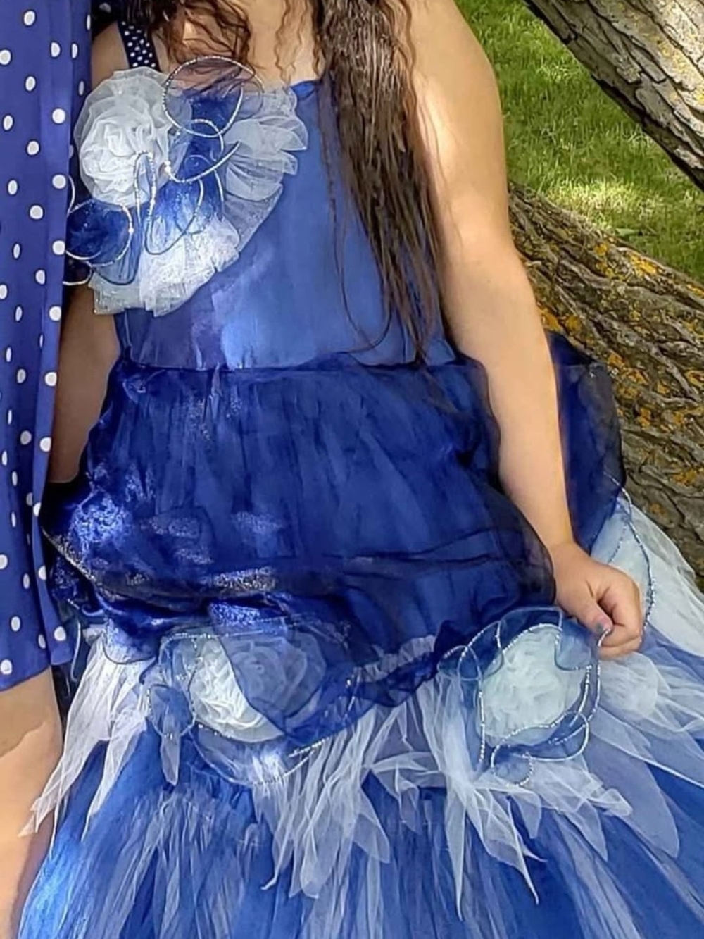 Girls Blue Floral Tulle Party Dress.Good for 9-11 Years.